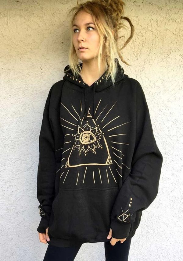 hand painted illuminati hoodie sacred geometry